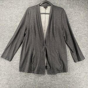 Wearever J Jill Sweater Blazer Large Gray Button Up Ladies Casual Comfy Office